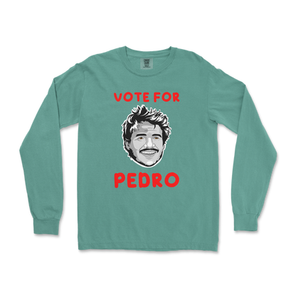 Comfort Colors Long Sleeve Vote For Pedro in LightGreen