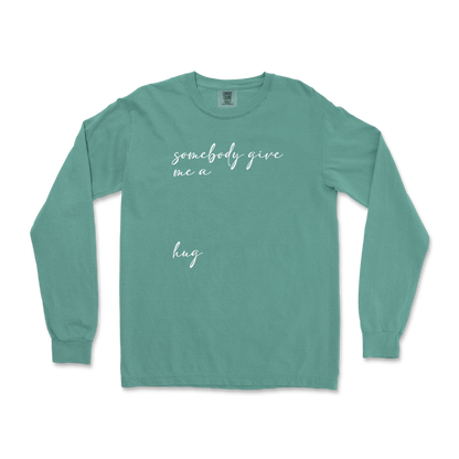 Comfort Colors Long Sleeve Hug Me in LightGreen