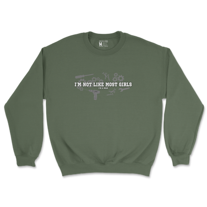 Gildan SoftStyle Crew Neck Not Like Most Girls in Military Green