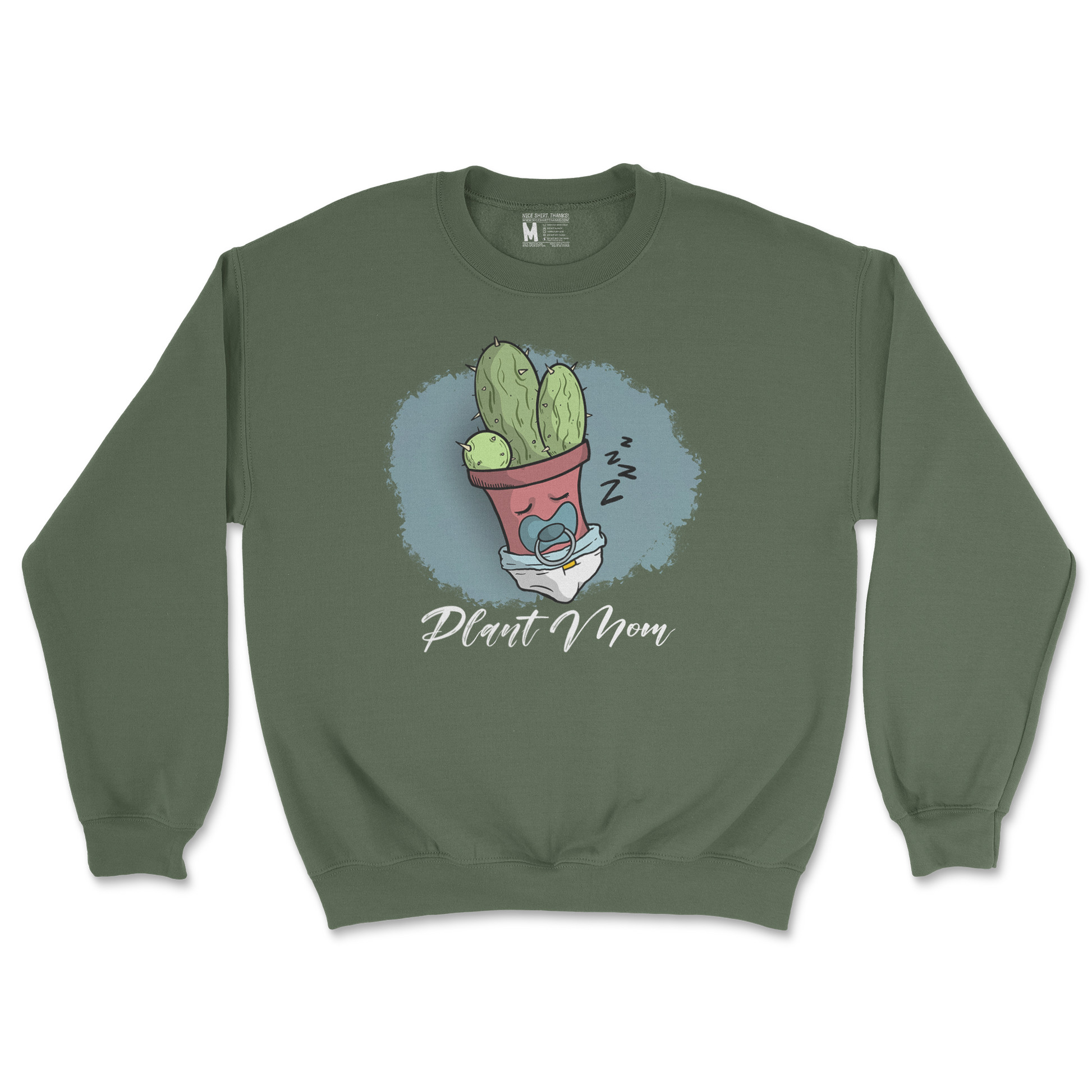 Gildan SoftStyle Crew Neck Plant Mom 2 in Military Green