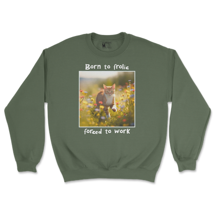 Gildan SoftStyle Crew Neck Born to Frolic  in Military-Green