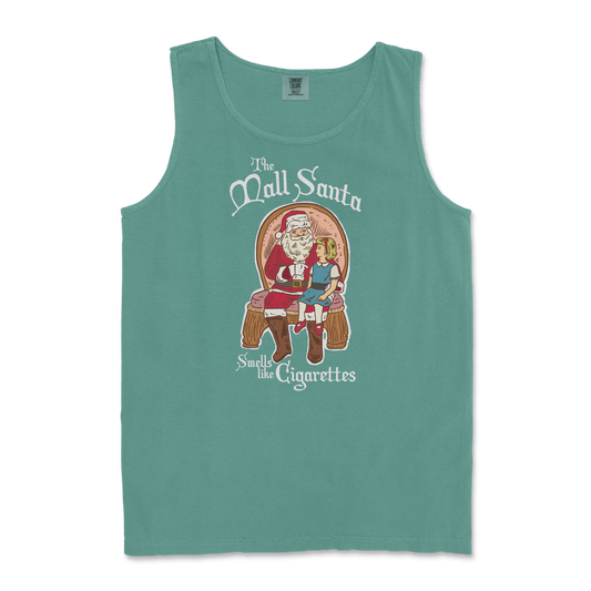 Comfort Colors Tank Top Mall Santa  in Light-Green