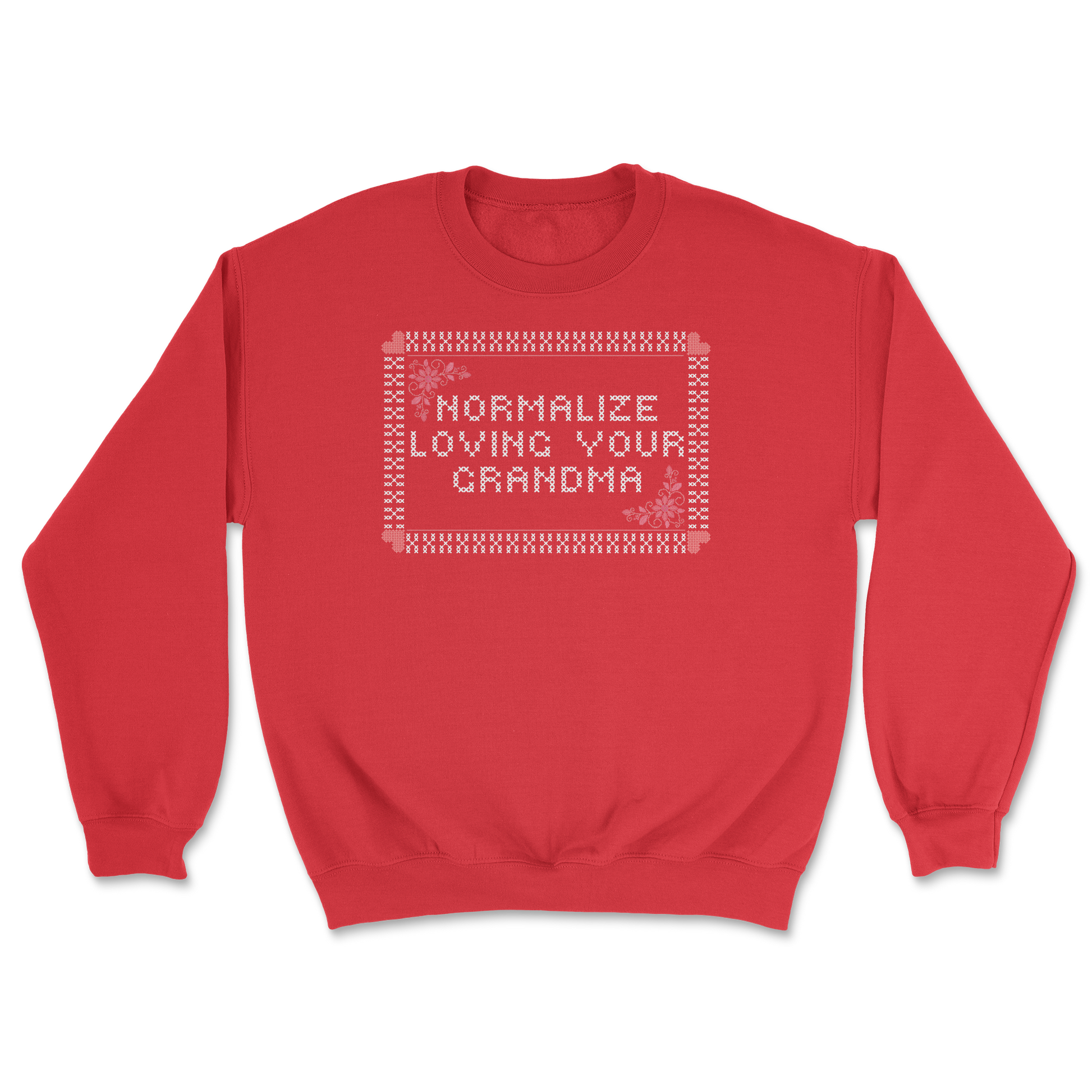 Heavy Blend Crew Neck Cross Stitch in Red