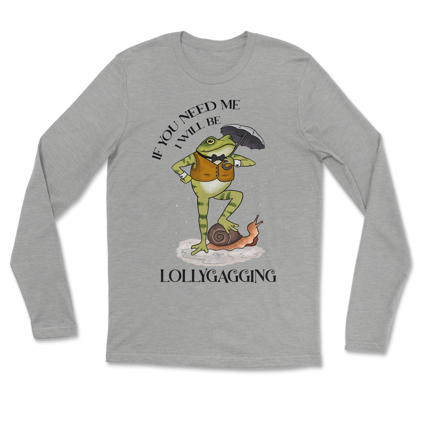 The Nice Shirt Long Sleeve Lollygagging  in Heather-Gray