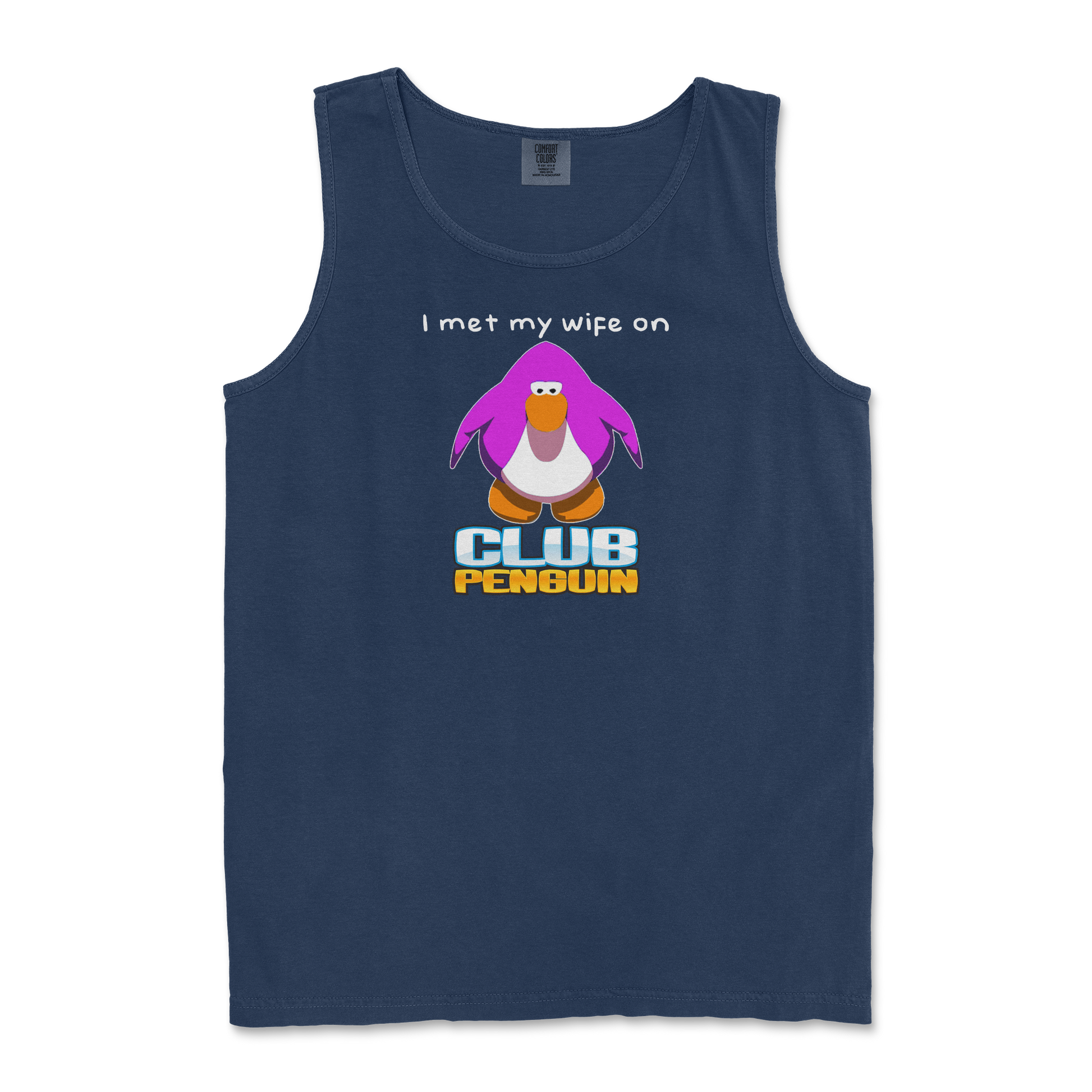 Comfort Colors Tank Top Club Penguin Wife  in True-Navy