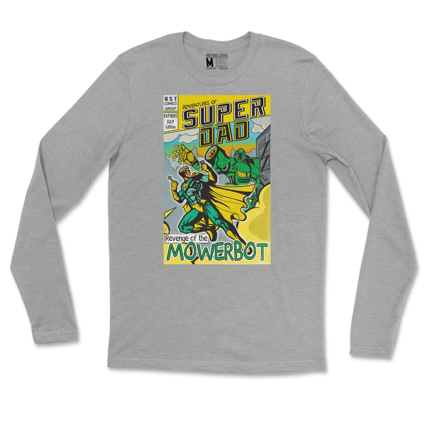 Gildan SoftStyle Long Sleeve Super Dad in Heather-Gray