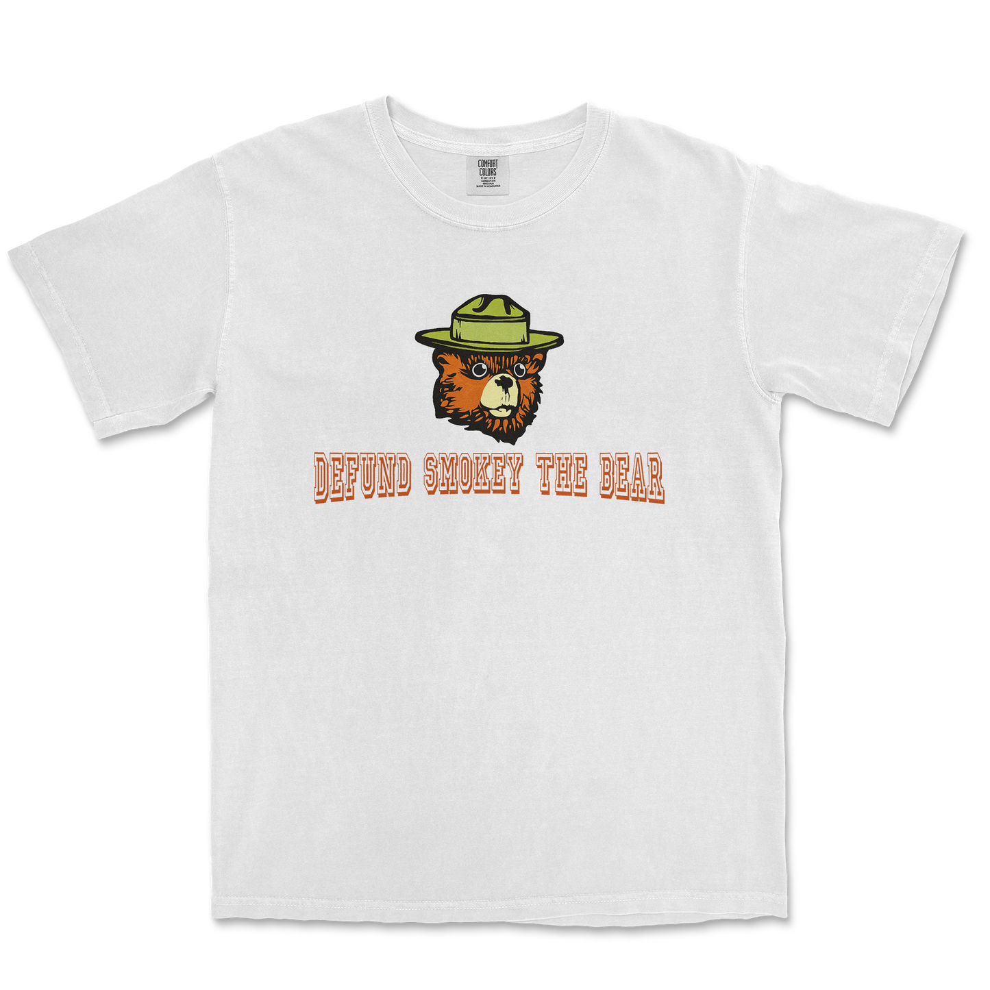 Comfort Colors T-Shirt Defund Smokey Bear in White