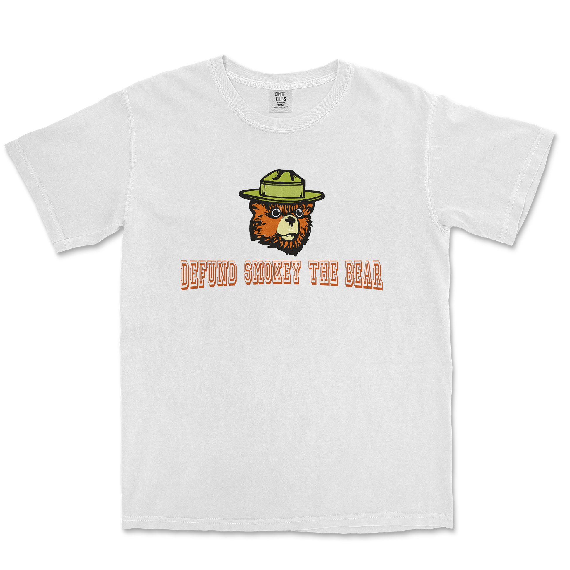 Comfort Colors T-Shirt Defund Smokey Bear in White