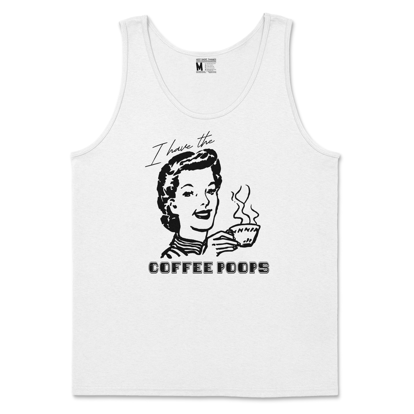 Gildan SoftStyle Tank Top Coffee Poops  in White