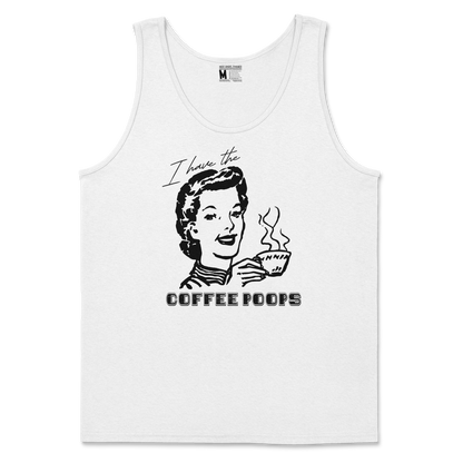 Gildan SoftStyle Tank Top Coffee Poops  in White