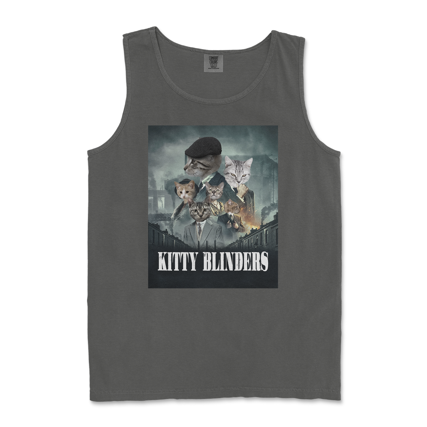 Comfort Colors Tank Top Kitty Blinders in Pepper