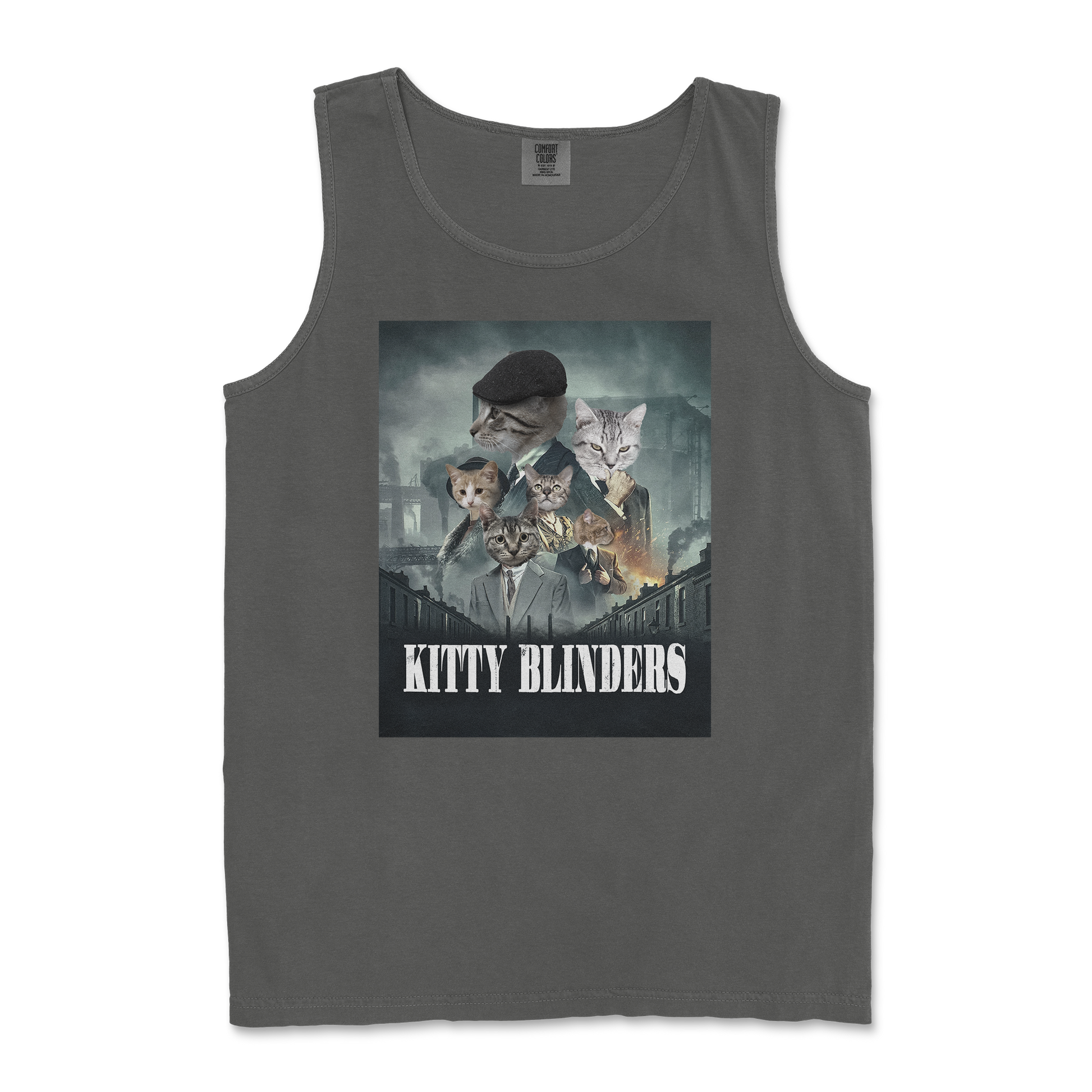 Comfort Colors Tank Top Kitty Blinders in Pepper