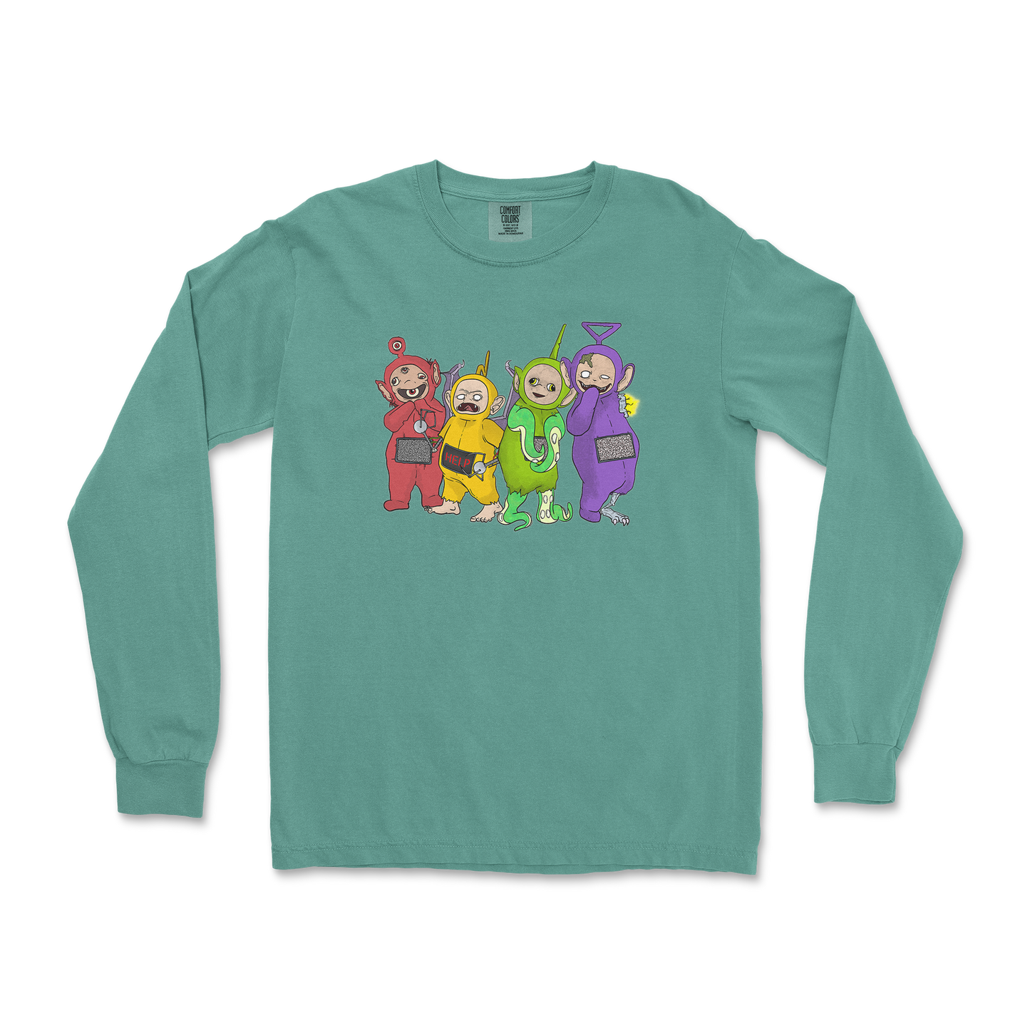 Comfort Colors Long Sleeve Telatubbies in LightGreen