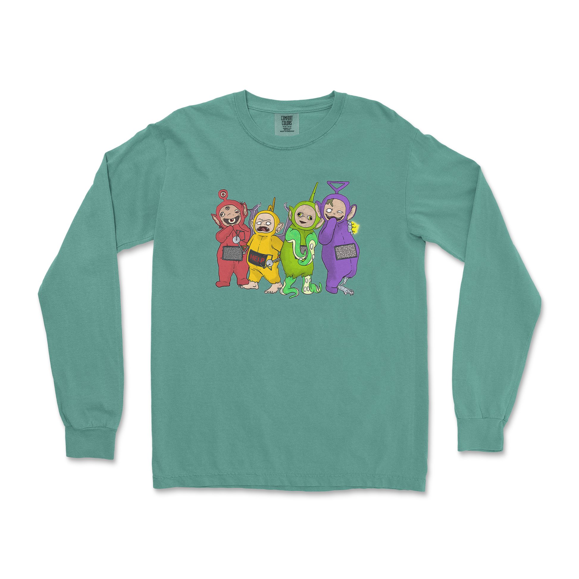 Comfort Colors Long Sleeve Telatubbies in LightGreen