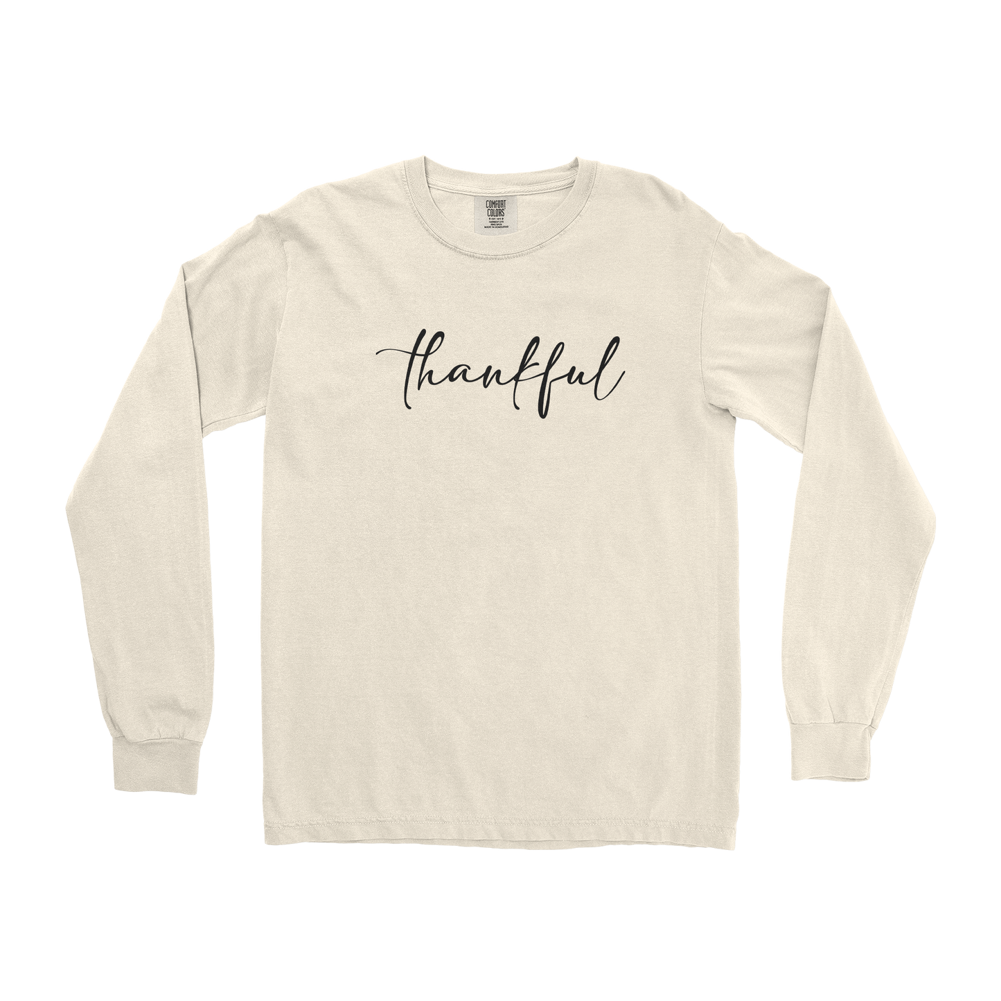 Comfort Colors Long Sleeve Thankful  in Ivory