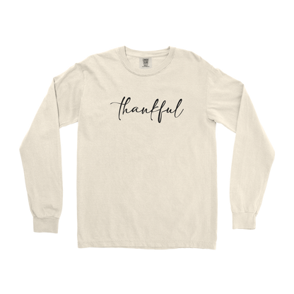 Comfort Colors Long Sleeve Thankful  in Ivory