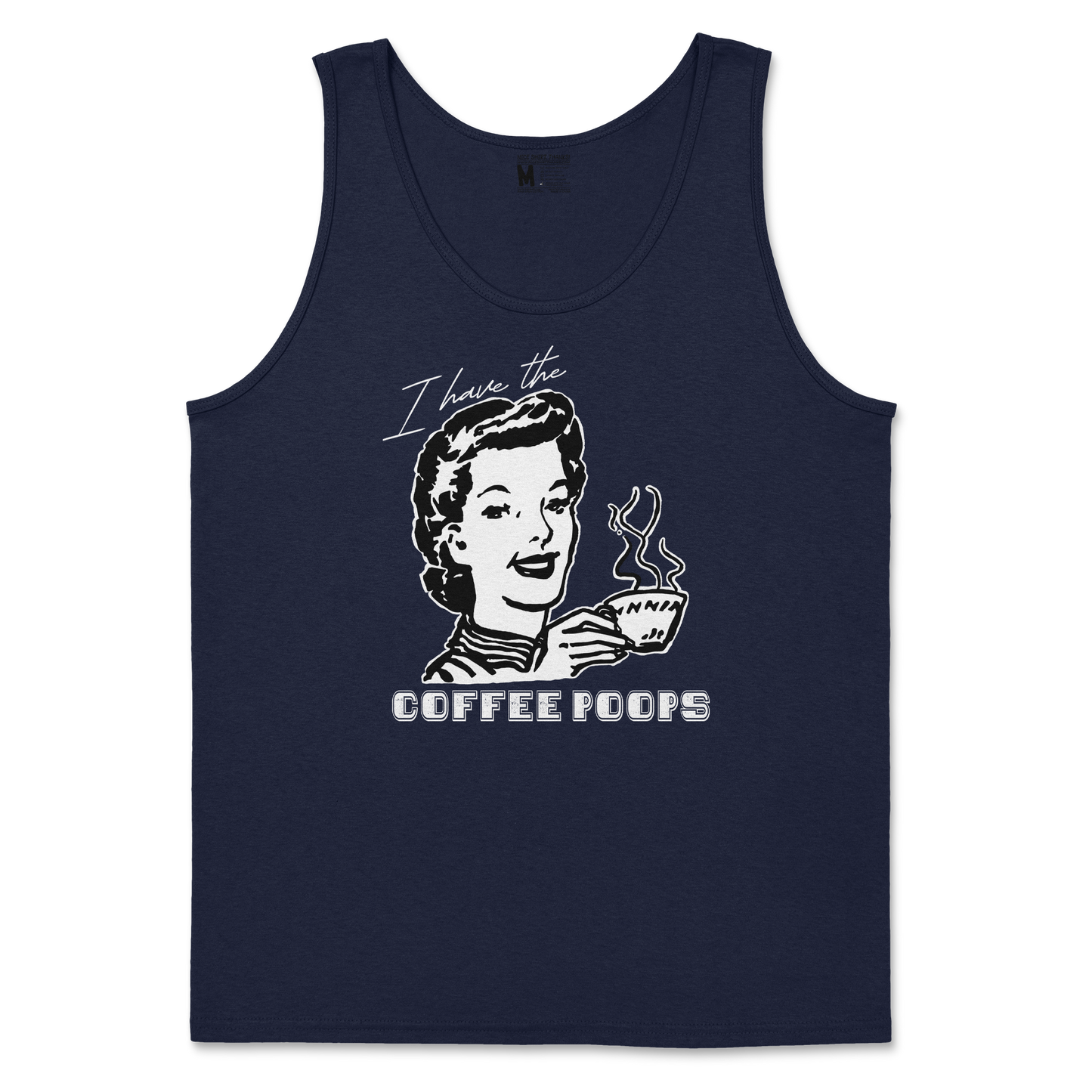 Gildan SoftStyle Tank Top Coffee Poops  in Navy