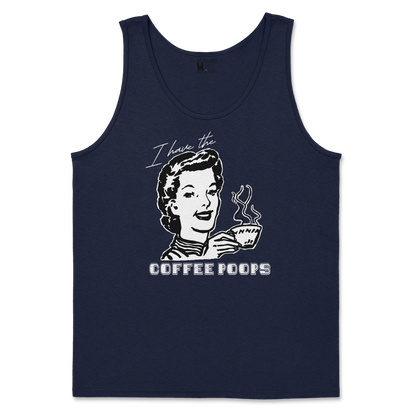 Gildan SoftStyle Tank Top Coffee Poops  in Navy