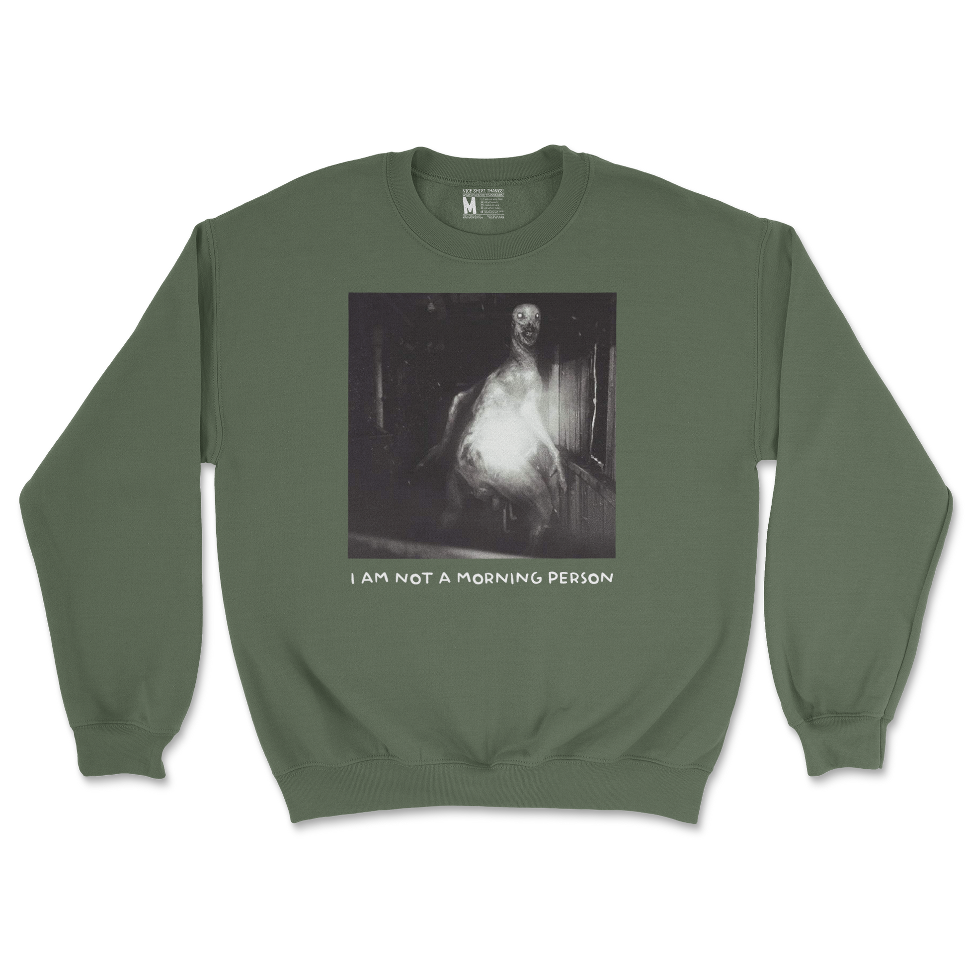 Gildan SoftStyle Crew Neck Not A Morning Person in Military Green