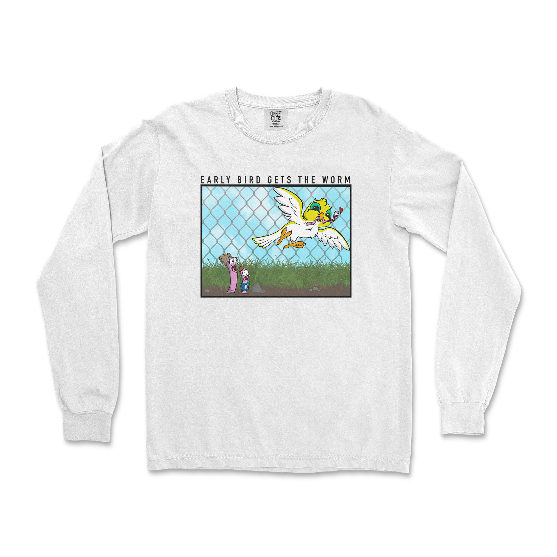 Comfort Colors Long Sleeve Early Bird in White