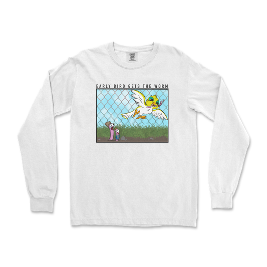 Comfort Colors Long Sleeve Early Bird in White