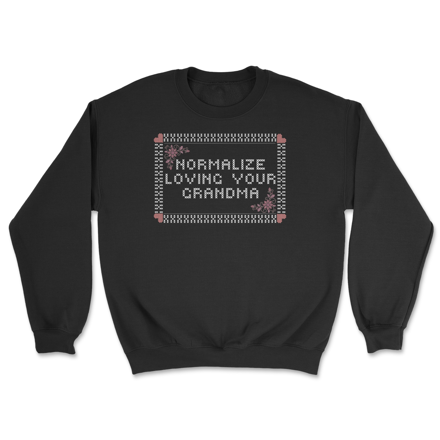 Heavy Blend Crew Neck Cross Stitch in Black