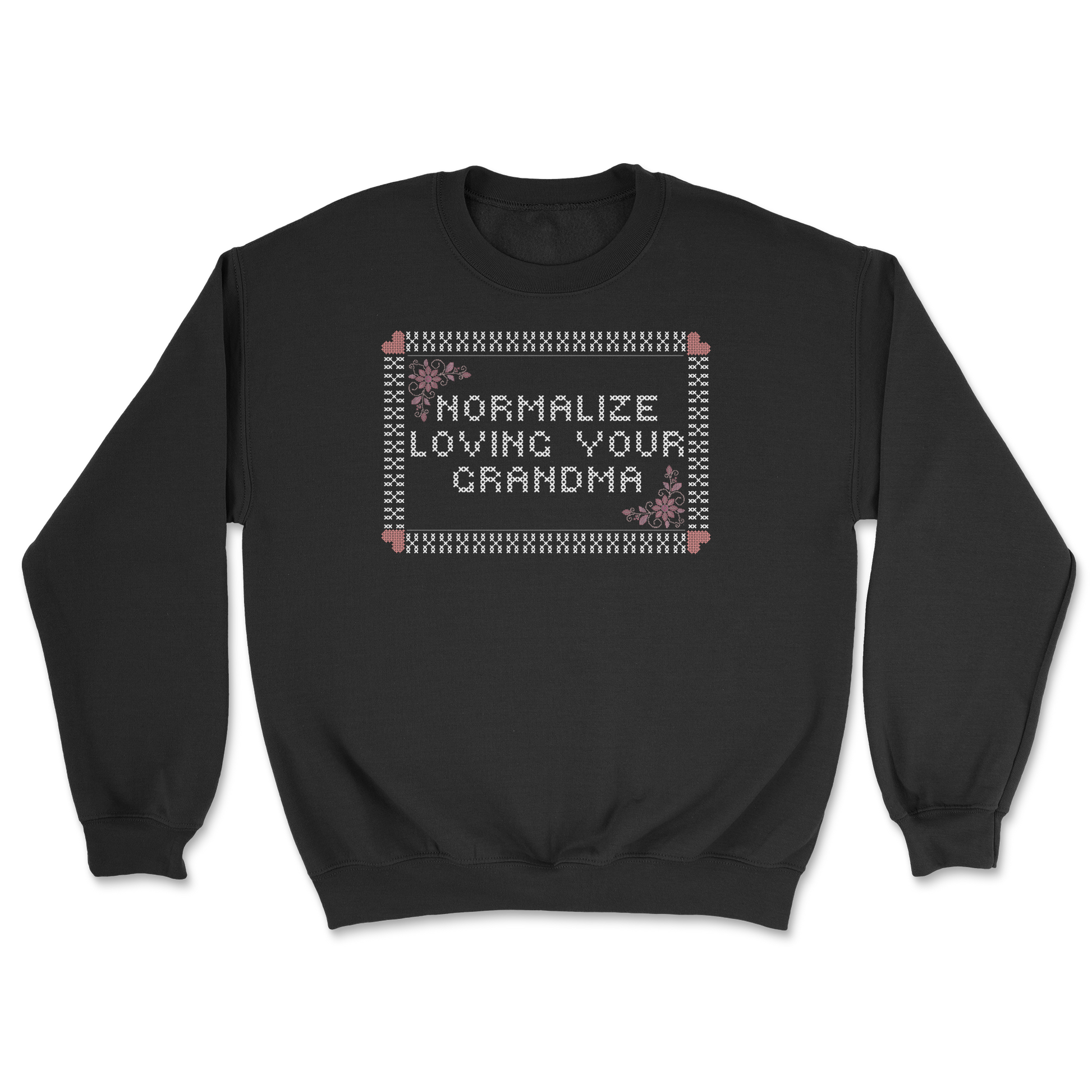 Heavy Blend Crew Neck Cross Stitch in Black