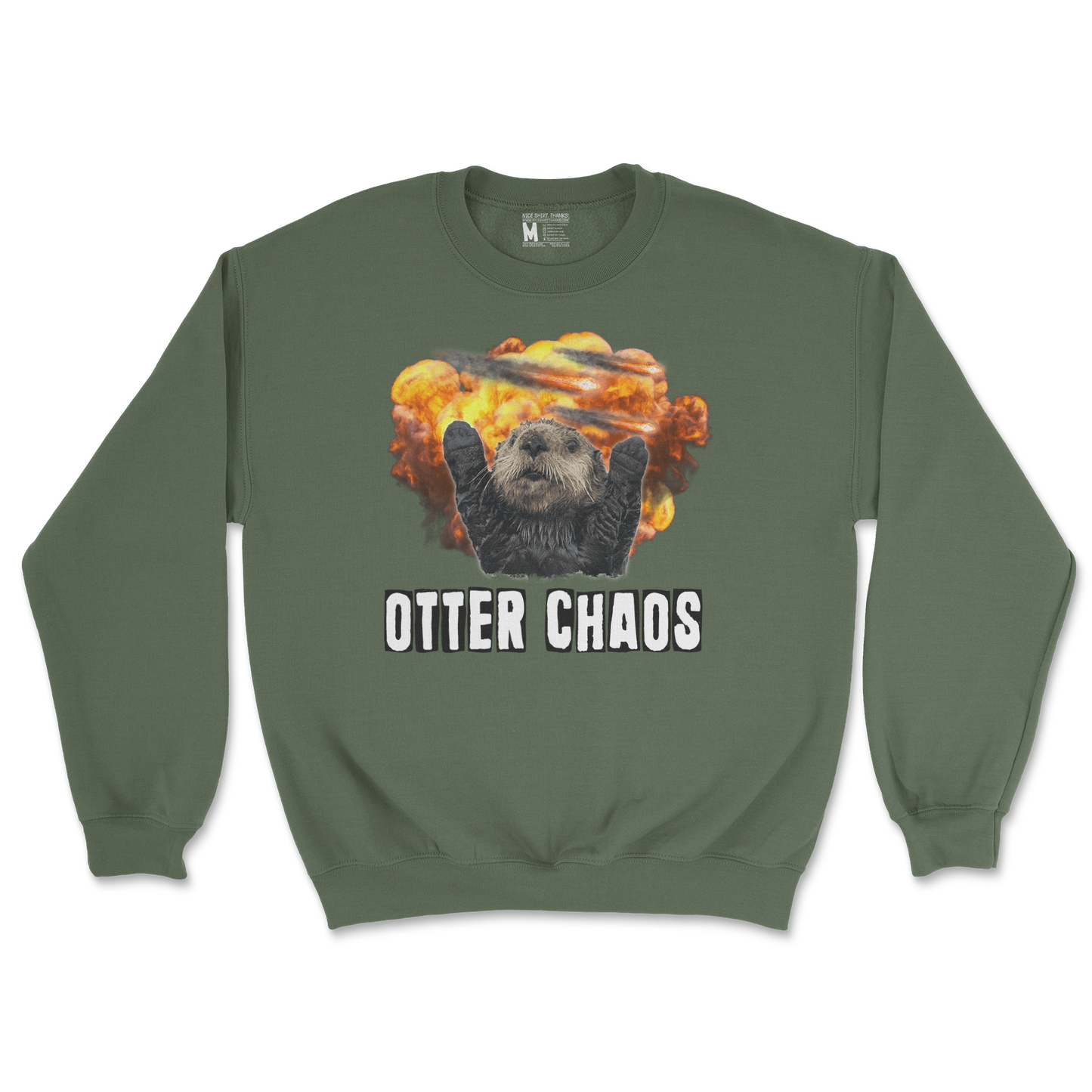 Gildan SoftStyle Crew Neck Otter Chaos in Military Green