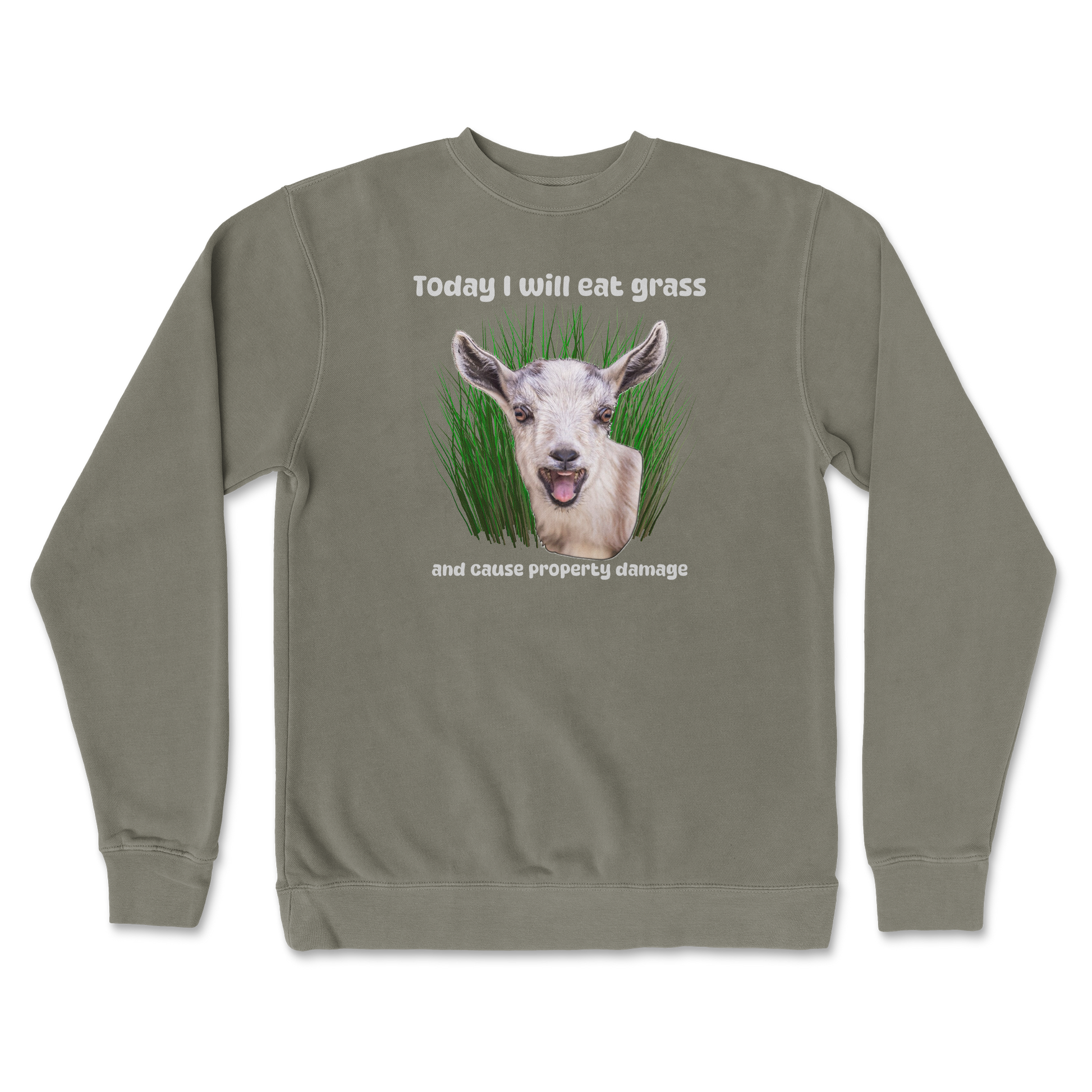 Independent Clothing Co. Crew Neck Crazy Goat  in Army