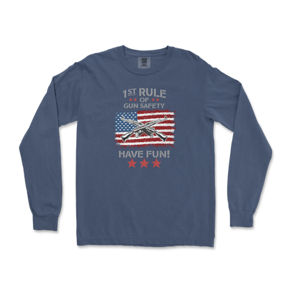 Comfort Colors Long Sleeve 1st Rule of Gun Safety in Midnight