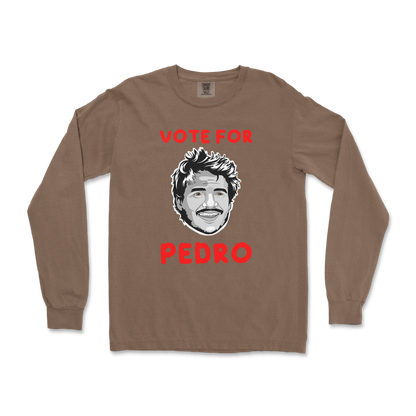 Comfort Colors Long Sleeve Vote For Pedro in Espresso