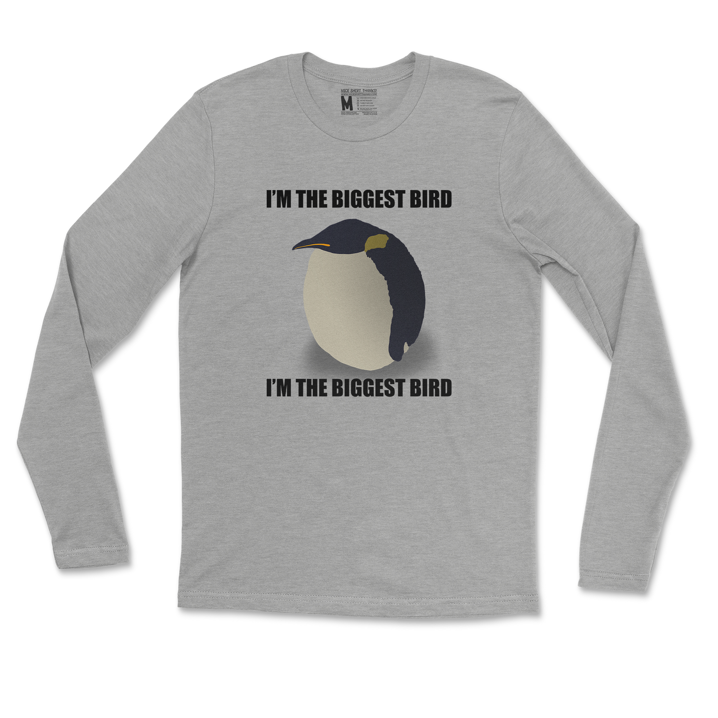 Gildan SoftStyle Long Sleeve I Am The Biggets Bird in Sports Grey