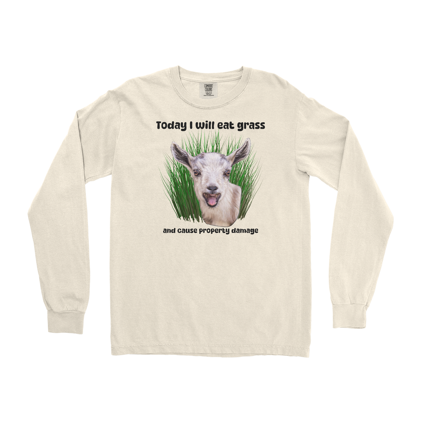 Comfort Colors Long Sleeve Crazy Goat  in Ivory