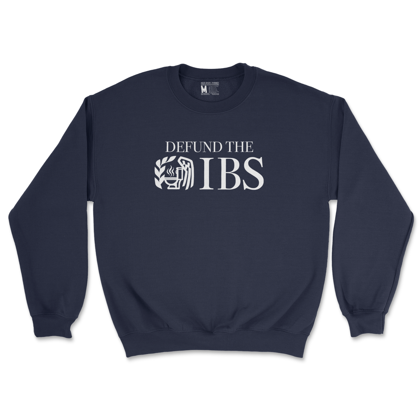 Gildan SoftStyle Crew Neck Defund The IBS in Navy