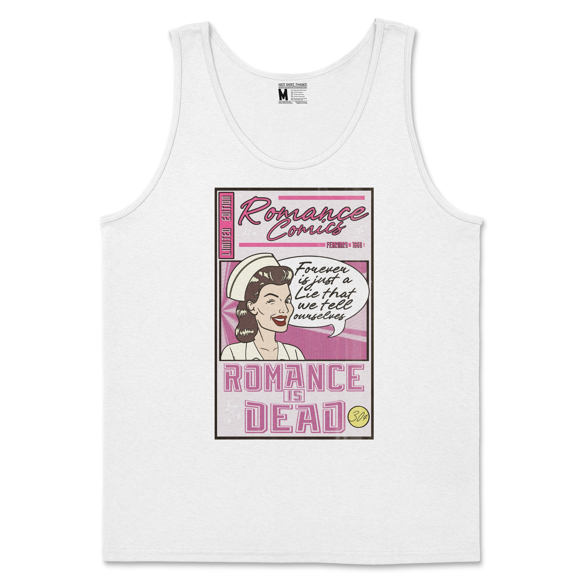 Gildan SoftStyle Tank Top Romance is Dead in White