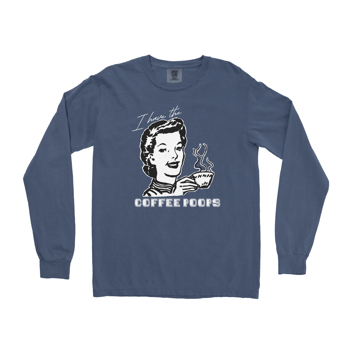 Comfort Colors Long Sleeve Coffee Poops  in Midnight