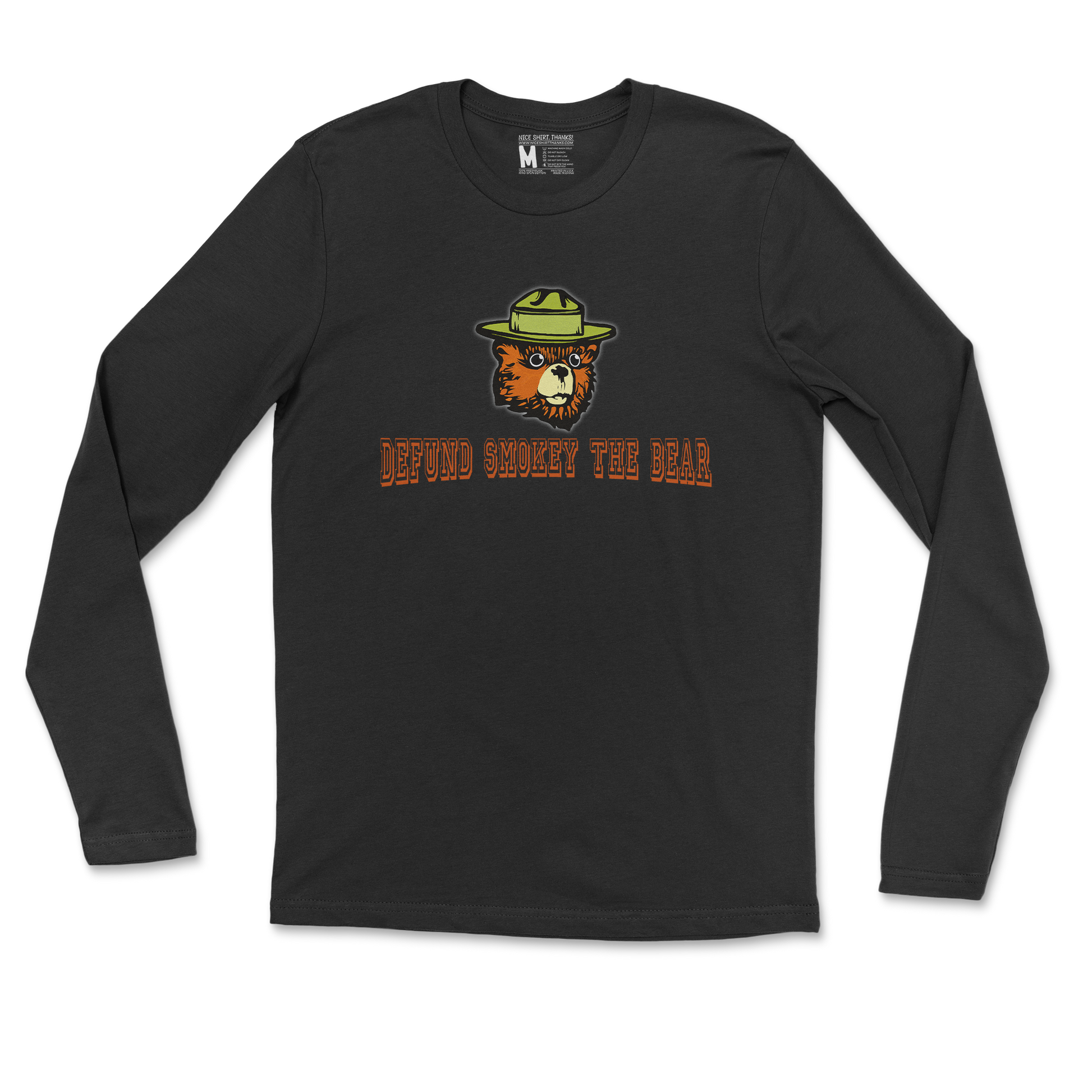 Heavy Blend Long Sleeve Defund Smokey Bear in Black