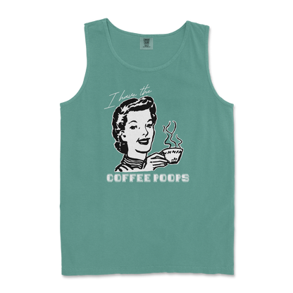 Comfort Colors Tank Top Coffee Poops  in Light-Green