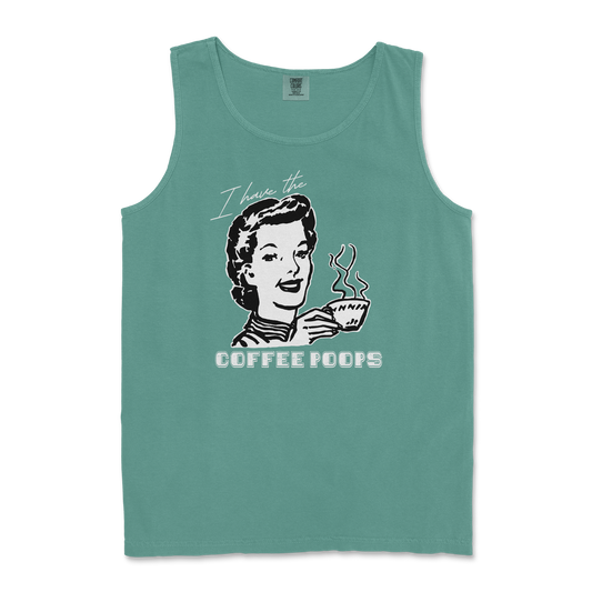 Comfort Colors Tank Top Coffee Poops  in Light-Green