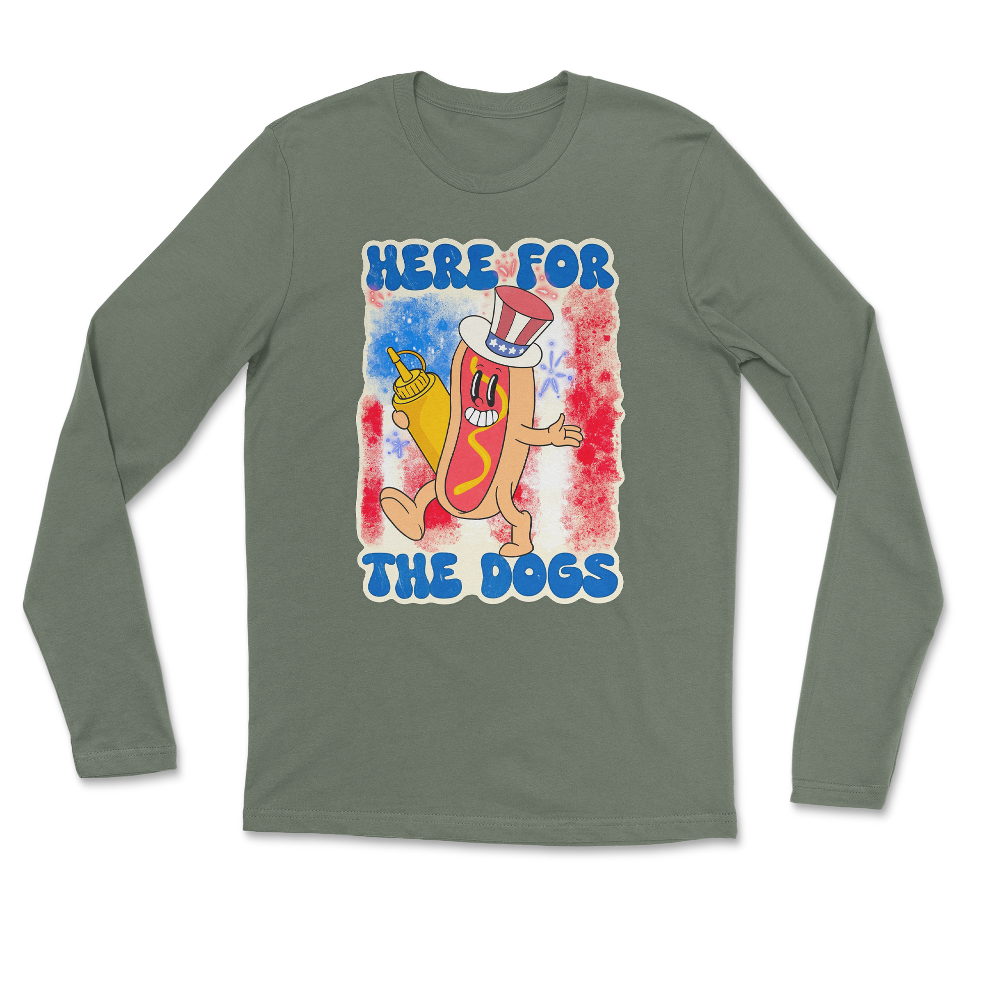 Heavy Blend Long Sleeve Hot Dog in Military Green
