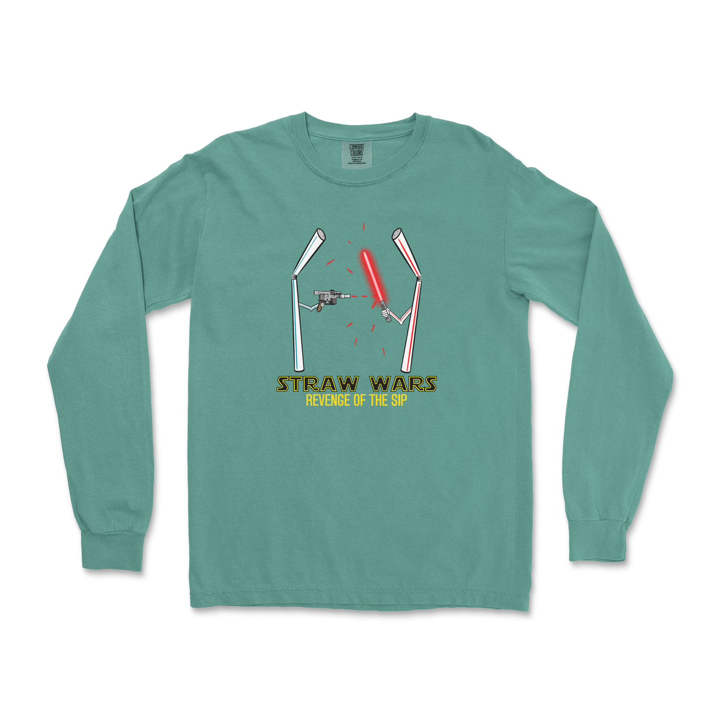 Comfort Colors Long Sleeve Straw Wars in LightGreen