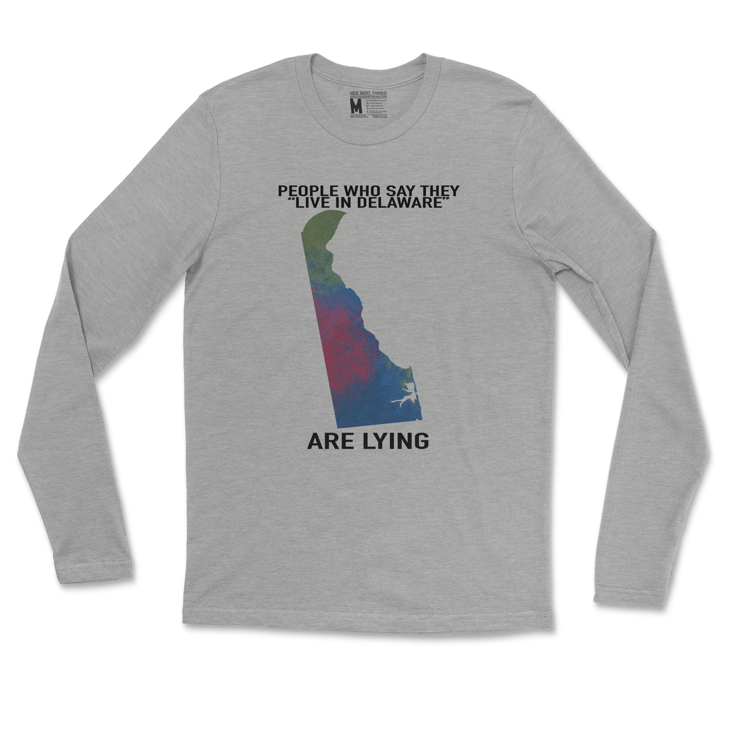 Gildan SoftStyle Long Sleeve Delaware Doesnt Exist in Sports Grey