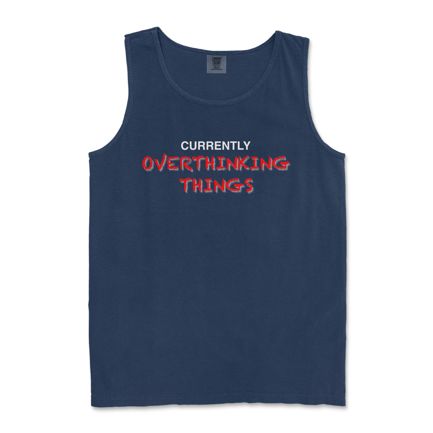 Comfort Colors Tank Top For Our Lil Overthinker in TrueNavy