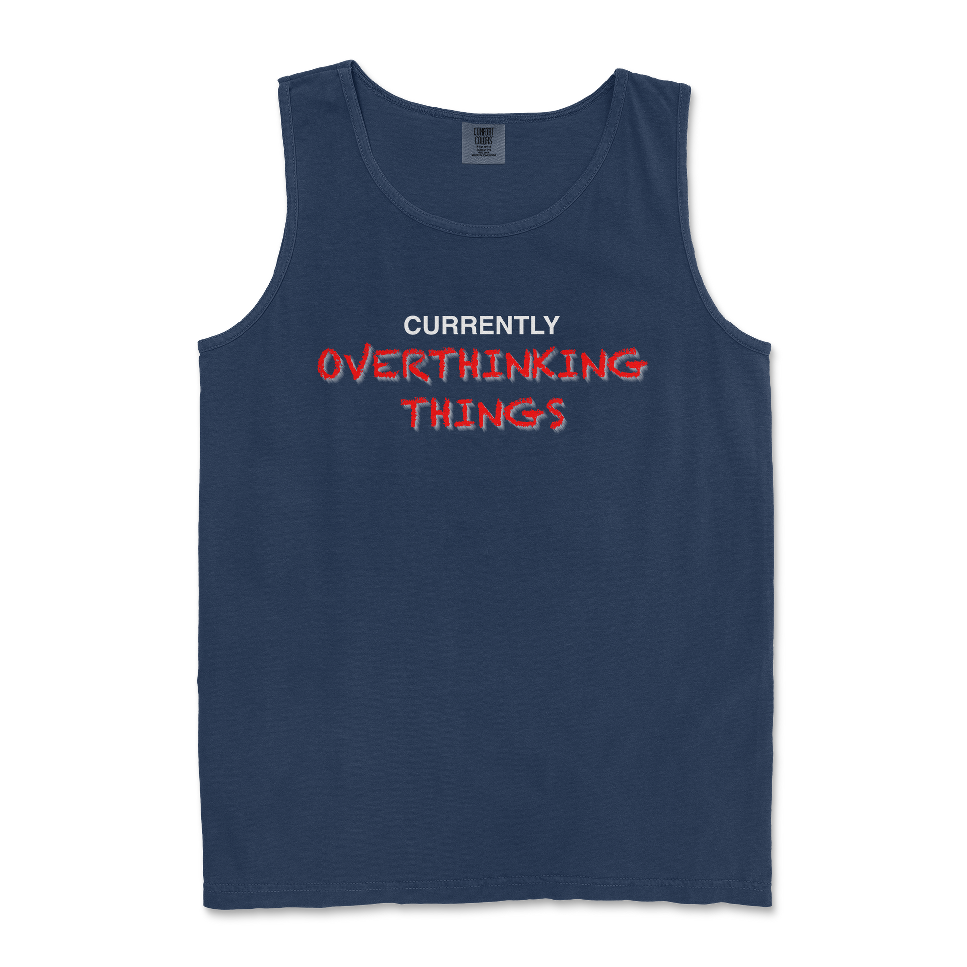 Comfort Colors Tank Top For Our Lil Overthinker in TrueNavy