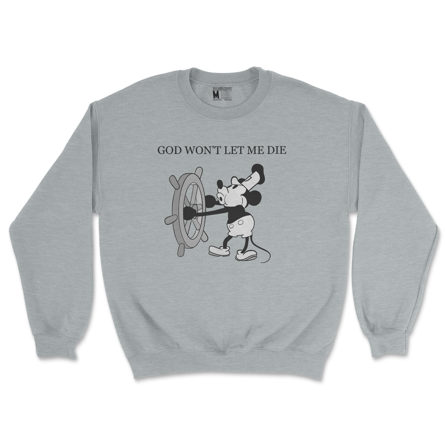 Gildan SoftStyle Crew Neck God Wont Let Me Die in Sports Grey