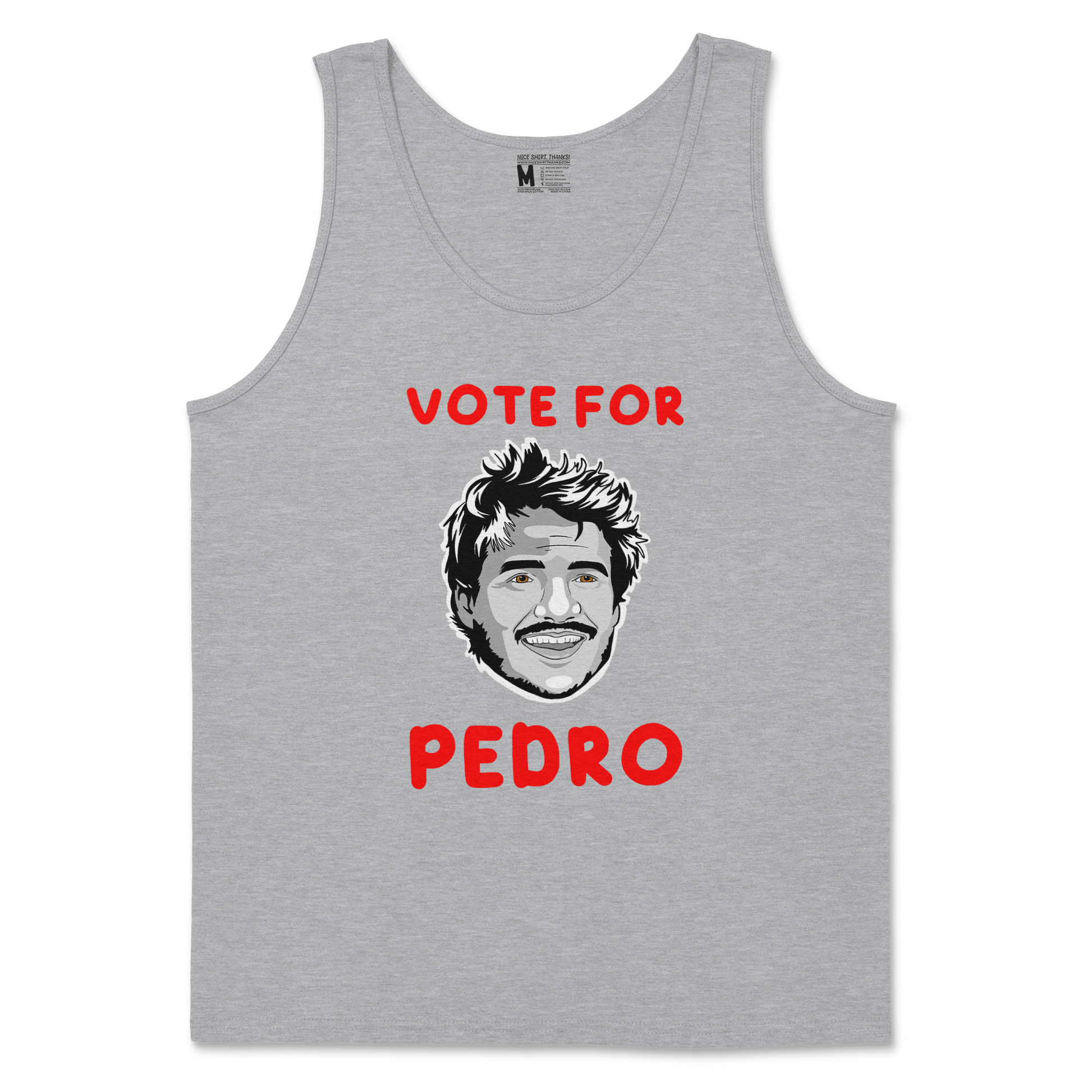 Gildan SoftStyle Tank Top Vote For Pedro in Sports Grey