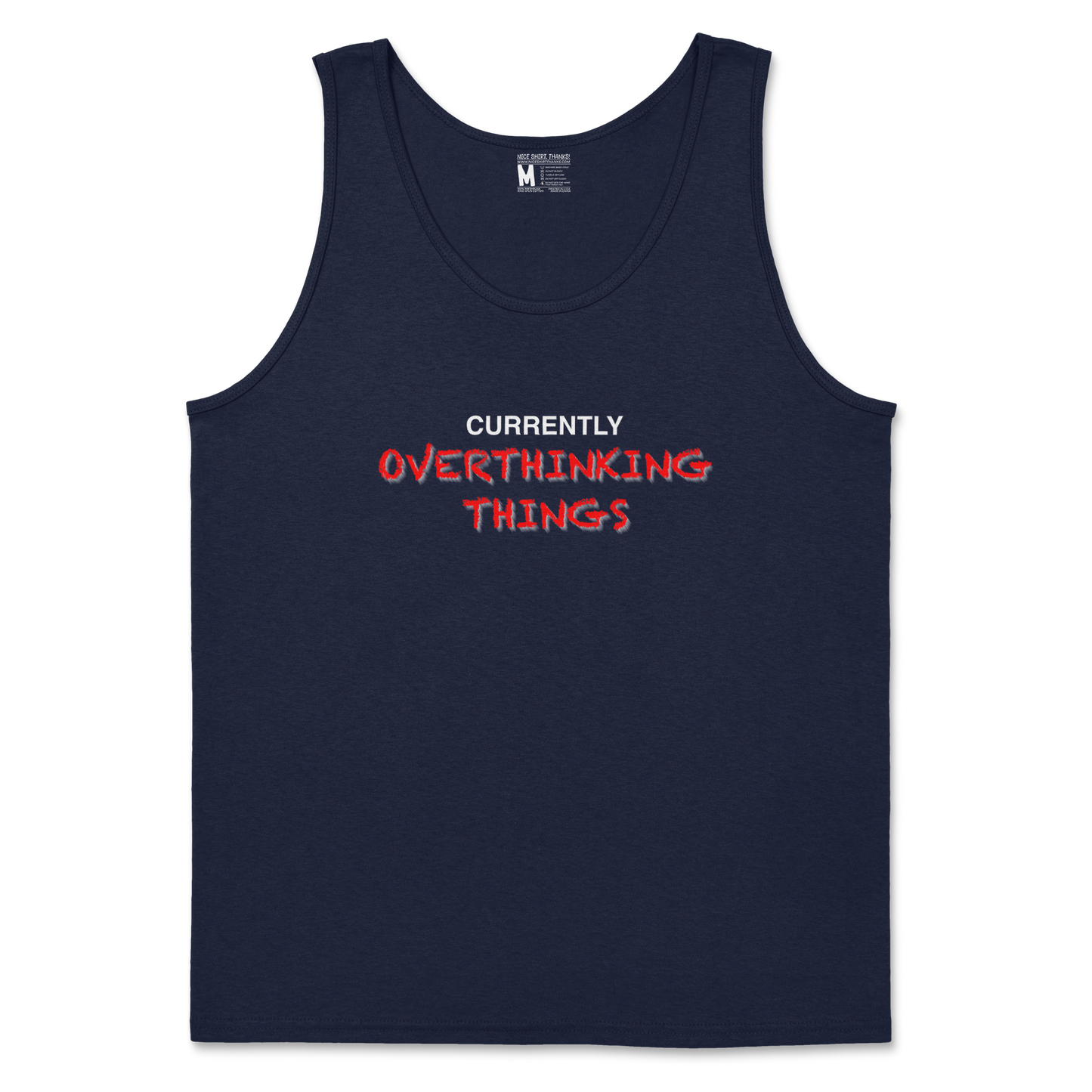 Gildan SoftStyle Tank Top For Our Lil Overthinker in Navy