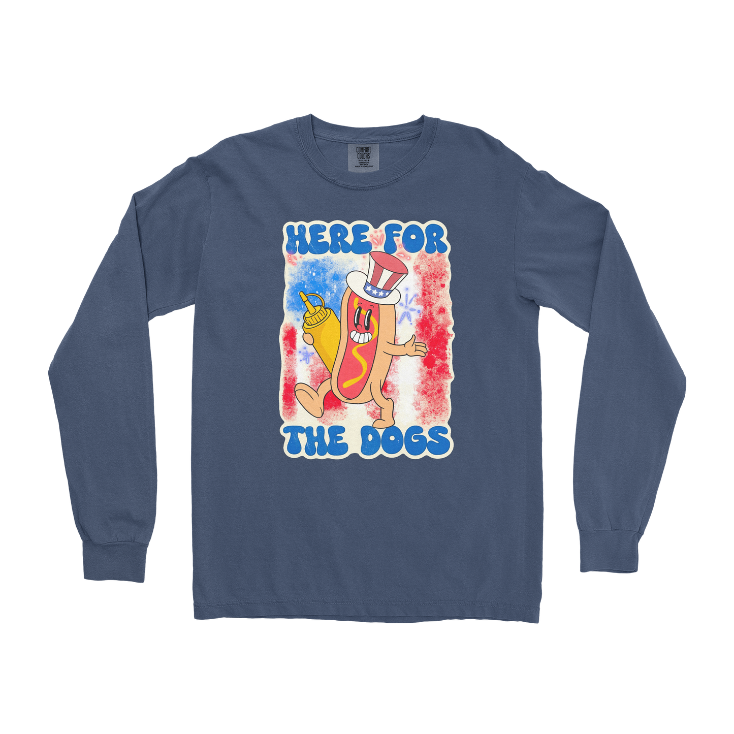 Comfort Colors Long Sleeve Hot Dog in Midnight