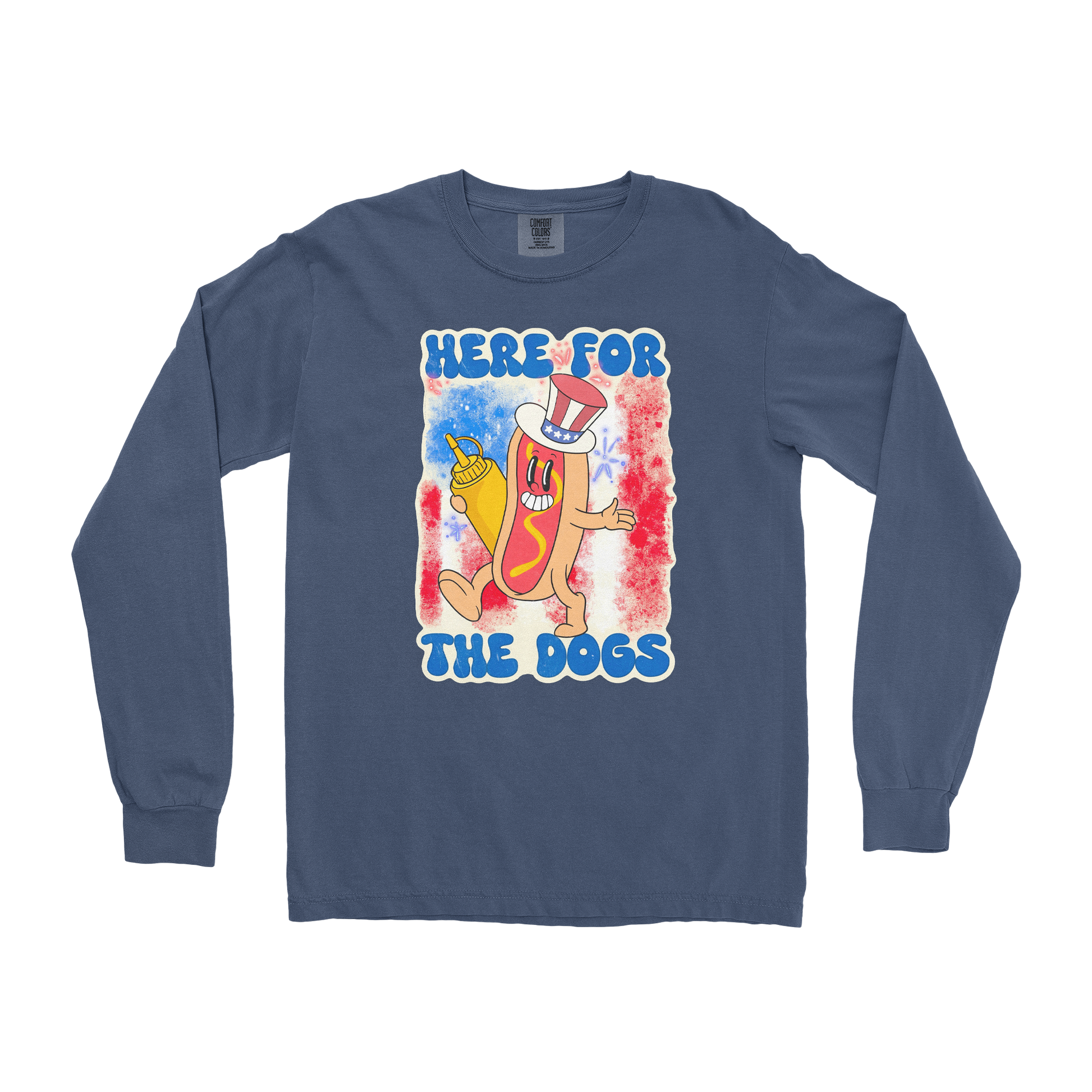 Comfort Colors Long Sleeve Hot Dog in Midnight