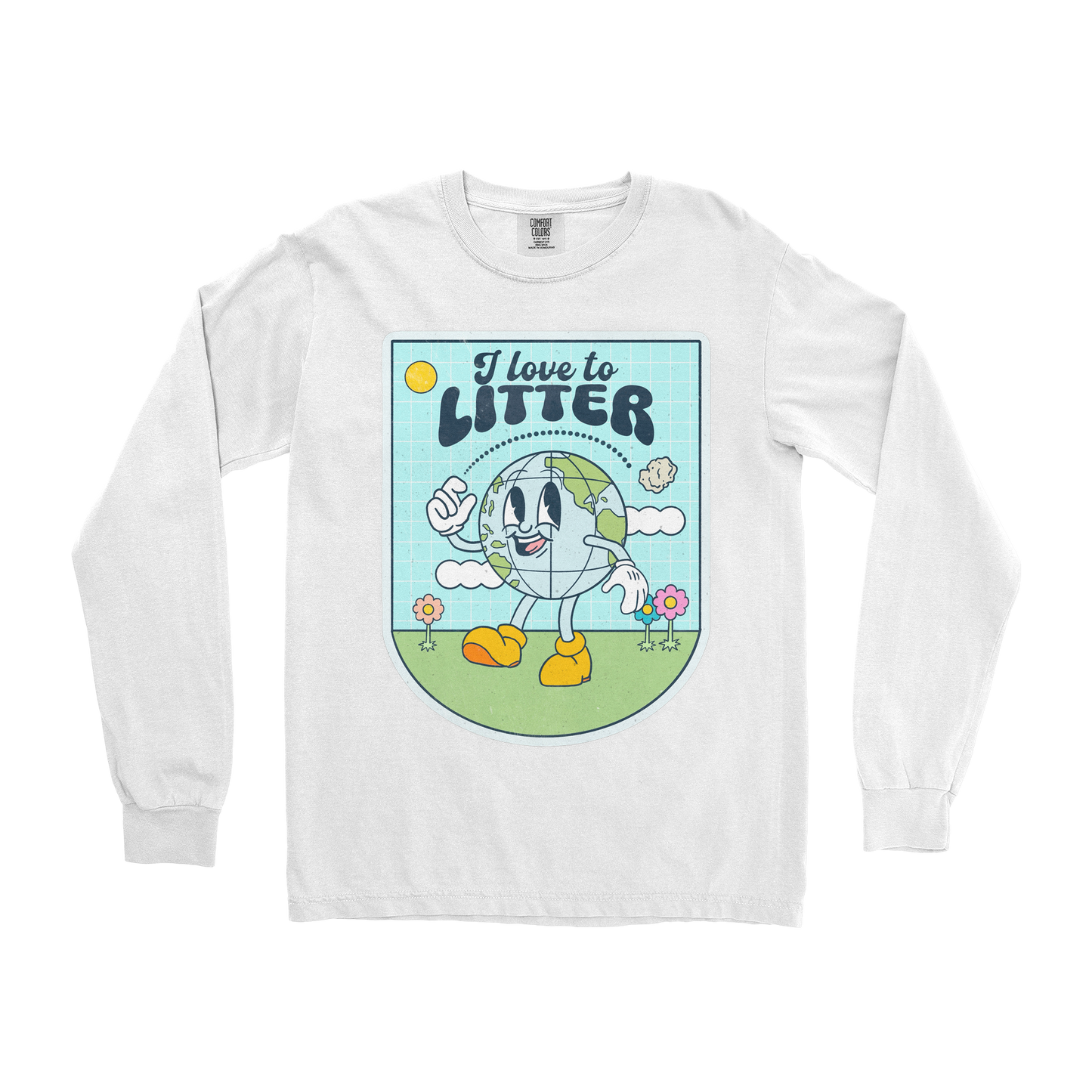 Comfort Colors Long Sleeve Earth Day in White